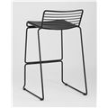 миниатюра Стул полубарный Danny черный металл с черной подушкой из экокожи №6