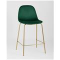 миниатюра Стул полубарный Валенсия велюр зеленый золотые ножки №2