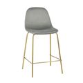 миниатюра Стул полубарный Валенсия велюр серый золотые ножки №1
