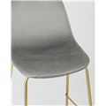 миниатюра Стул полубарный Валенсия велюр серый золотые ножки №7