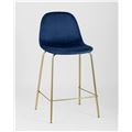 миниатюра Стул полубарный Валенсия велюр синий золотые ножки №2