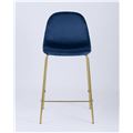 миниатюра Стул полубарный Валенсия велюр синий золотые ножки №3