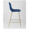 миниатюра Стул полубарный Валенсия велюр синий золотые ножки №4