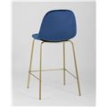 миниатюра Стул полубарный Валенсия велюр синий золотые ножки №6