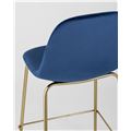 миниатюра Стул полубарный Валенсия велюр синий золотые ножки №7