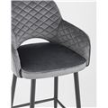 миниатюра Стул полубарный Венера диамант велюр серый ножки металл черный №7