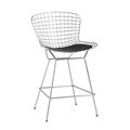 миниатюра Стул полубарный с низкой спинкой Bertoia хромированный металл с черной подушкой из экокожи №1