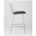 миниатюра Стул полубарный с низкой спинкой Bertoia хромированный металл с черной подушкой из экокожи №4