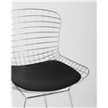миниатюра Стул полубарный с низкой спинкой Bertoia хромированный металл с черной подушкой из экокожи №8