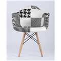миниатюра Кресло Eames в стиле пэчворк черно-белое, ножки массив бука №3