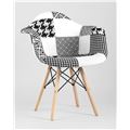 миниатюра Кресло Eames в стиле пэчворк черно-белое, ножки массив бука №4