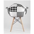 миниатюра Кресло Eames в стиле пэчворк черно-белое, ножки массив бука №6