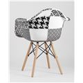 миниатюра Кресло Eames в стиле пэчворк черно-белое, ножки массив бука №7