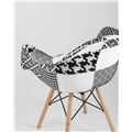миниатюра Кресло Eames в стиле пэчворк черно-белое, ножки массив бука №8