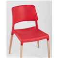 миниатюра Стул Bistro красный пластиковый, ножки бук №8