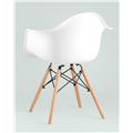 миниатюра Стул DAW белый, сиденье PP пластик, эргономичные подлокотники, основание массив бука №6
