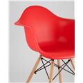 миниатюра Стул DAW красный, сиденье PP пластик, эргономичные подлокотники, основание массив бука №8