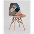 миниатюра Стул Eames DSW в тканевой обивке в стиле пэчворк, сиденье платиковое, ножки деревянные №3