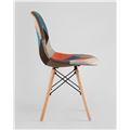 миниатюра Стул Eames DSW в тканевой обивке в стиле пэчворк, сиденье платиковое, ножки деревянные №4