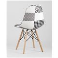 миниатюра Стул Eames обивка в стиле пэчворк черно-белый, ножки массив бука №6