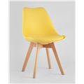 миниатюра Стул Frankfurt желтый, сиденье из сочетания пластика и экокожи, ножки деревянные №4