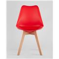миниатюра Стул Frankfurt красный, сиденье из сочетания пластика и экокожи, ножки деревянные №2
