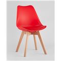 миниатюра Стул Frankfurt красный, сиденье из сочетания пластика и экокожи, ножки деревянные №4