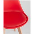 миниатюра Стул Frankfurt красный, сиденье из сочетания пластика и экокожи, ножки деревянные №9