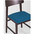 миниатюра Стул ODEN синий обеденный деревянный массив гевеи с мягким сиденьем и спинкой №8