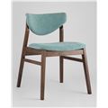 миниатюра Стул RAGNAR обеденный деревянный с мягким синим тканевым сиденьем №4