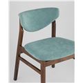 миниатюра Стул RAGNAR обеденный деревянный с мягким синим тканевым сиденьем №8