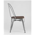 миниатюра Стул Tolix WOOD серебристый матовый, основание и спинка оцинкованный металл, сиденье тёмное дерево №5