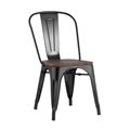 миниатюра Стул Tolix WOOD черный глянцевый, основание и спинка оцинкованный металл, сиденье тёмное дерево №1