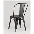 миниатюра Стул Tolix WOOD черный глянцевый, основание и спинка оцинкованный металл, сиденье тёмное дерево №5