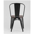 миниатюра Стул Tolix WOOD черный глянцевый, основание и спинка оцинкованный металл, сиденье тёмное дерево №6