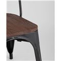 миниатюра Стул Tolix WOOD черный глянцевый, основание и спинка оцинкованный металл, сиденье тёмное дерево №8