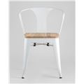 миниатюра Стул Tolix с подлокотниками белый матовый + светлое дерево, металлическое основание, оцинкованная мет №2