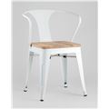 миниатюра Стул Tolix с подлокотниками белый матовый + светлое дерево, металлическое основание, оцинкованная мет №4