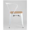 миниатюра Стул Tolix с подлокотниками белый матовый + светлое дерево, металлическое основание, оцинкованная мет №5