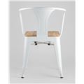 миниатюра Стул Tolix с подлокотниками белый матовый + светлое дерево, металлическое основание, оцинкованная мет №6