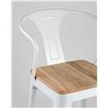 миниатюра Стул Tolix с подлокотниками белый матовый + светлое дерево, металлическое основание, оцинкованная мет №8