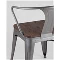 миниатюра Стул Tolix с подлокотниками серебристый матовый + темное дерево, , металлическое серебристое основани №7