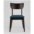 миниатюра Стул TOMAS синий обеденный деревянный массив гевеи с мягким тканевым сиденьем №9