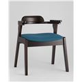 миниатюра Стул VINCENT синий обеденный деревянный массив гевеи с мягким сиденьем со спинкой и подлокотниками №2