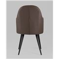 миниатюра Стул Альдо с подлокотниками обивка экокожа коричневый рогожка серый ножки металл №5