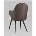 миниатюра Стул Альдо с подлокотниками обивка экокожа коричневый рогожка серый ножки металл №6