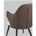 миниатюра Стул Альдо с подлокотниками обивка экокожа коричневый рогожка серый ножки металл №7