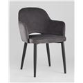 миниатюра Стул Венера серый, мебельная ткань велюр, металлические черные ножки №3