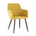 миниатюра Стул Кинг желтый с подлокотниками и широкой спинкой обивка плотная ткань ножки металл №1