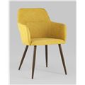 миниатюра Стул Кинг желтый с подлокотниками и широкой спинкой обивка плотная ткань ножки металл №2